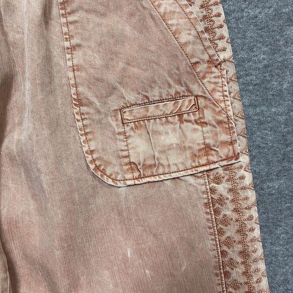 SUNDANCE Women's S Rust Cotton Pull On Pants Drawstring Jogger Embroidered Panel - Picture 4 of 5